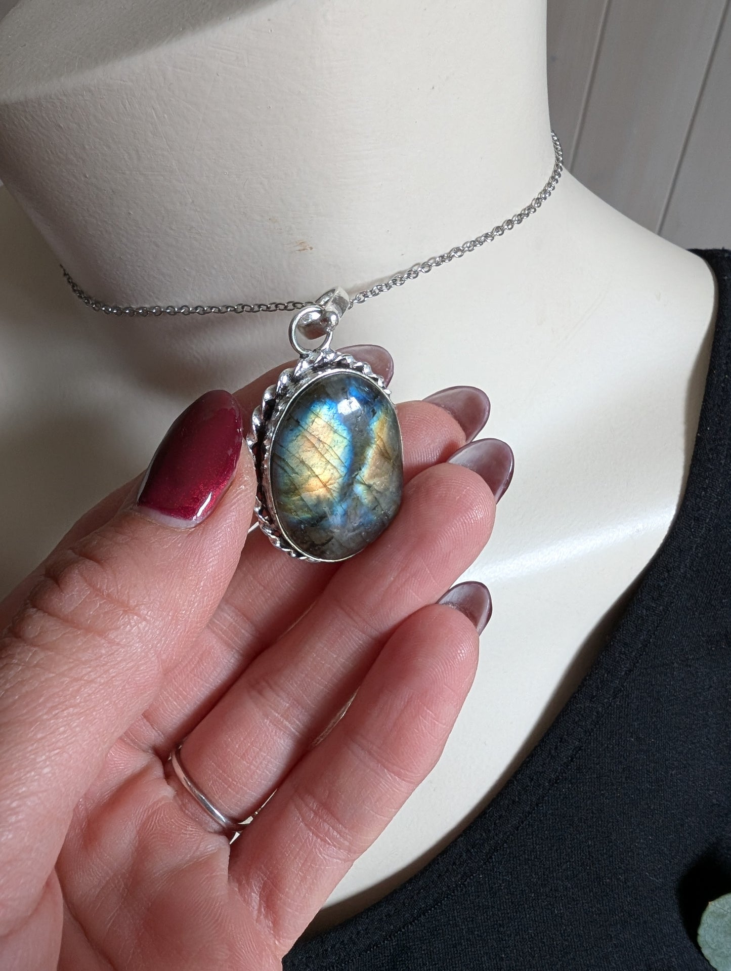 Collier complet avec labradorite et chaîne
