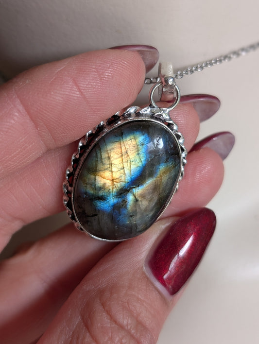 Collier complet avec labradorite et chaîne