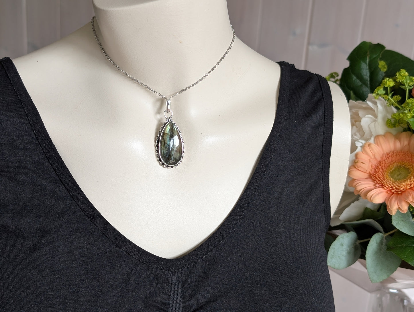 Collier complet avec labradorite et chaîne