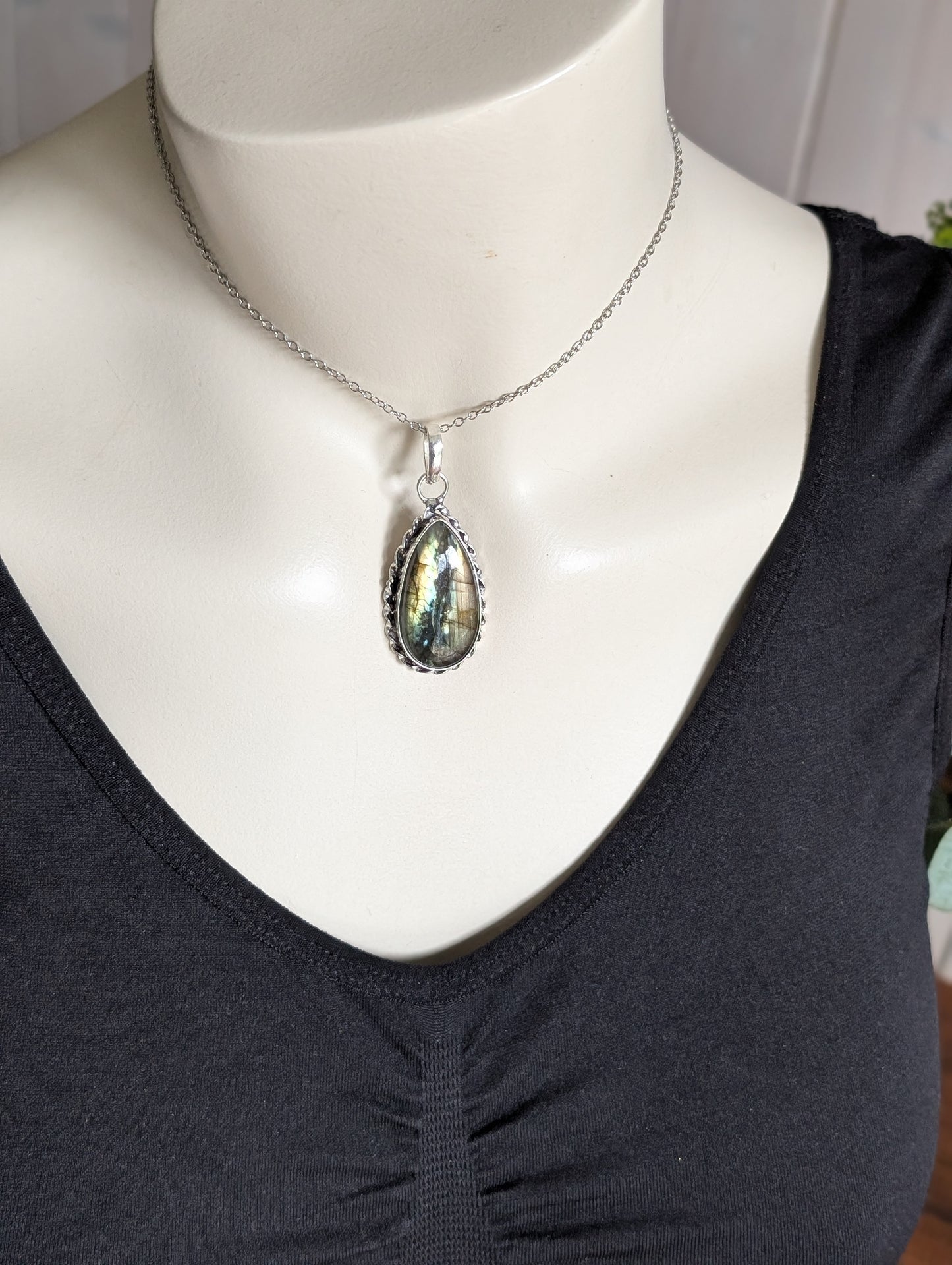 Collier complet avec labradorite et chaîne