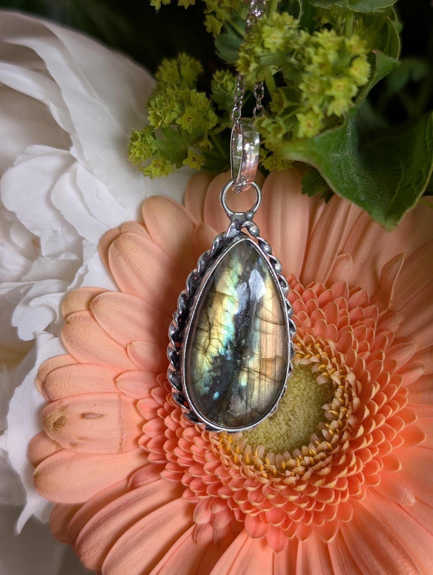 Collier complet avec labradorite et chaîne