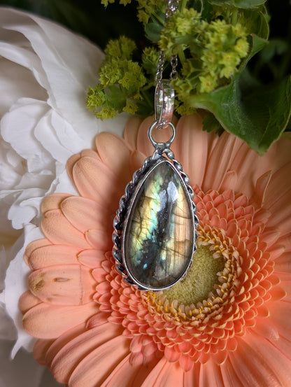 Collier complet avec labradorite et chaîne