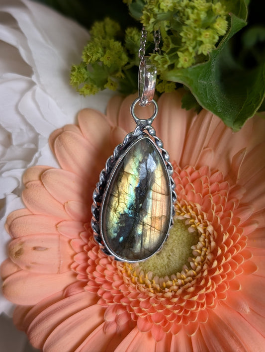 Collier complet avec labradorite et chaîne