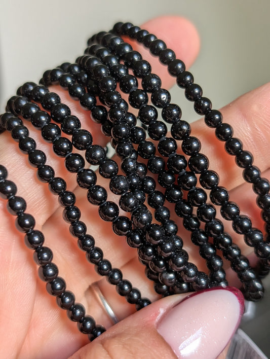 Bracelet 4 mm tourmaline noire 16-18 cm