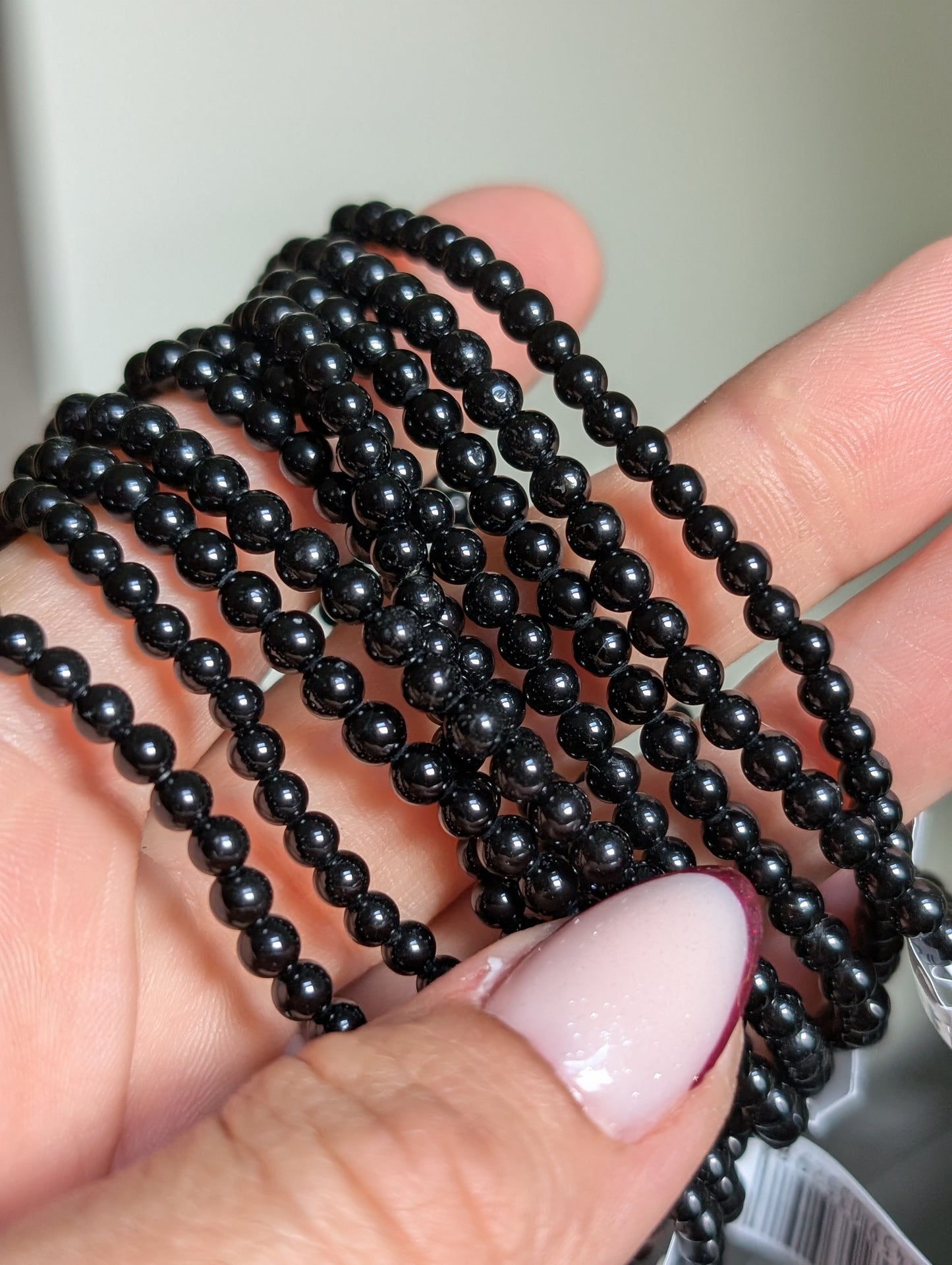 Bracelet 4 mm tourmaline noire 16-18 cm