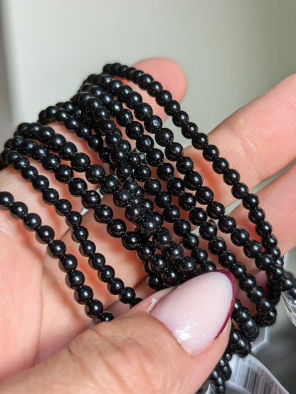 Bracelet 4 mm tourmaline noire 16-18 cm