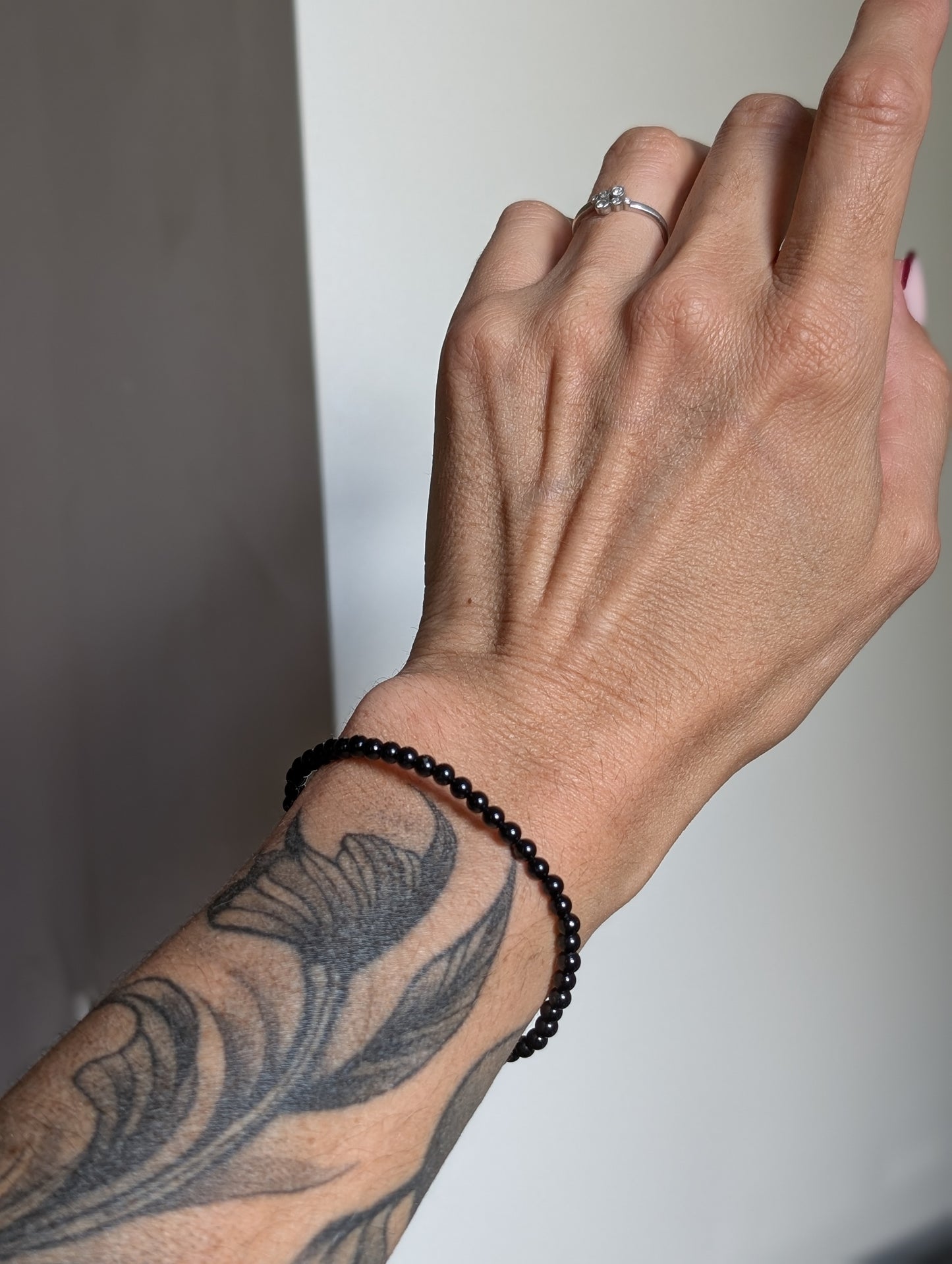 Bracelet 4 mm tourmaline noire 16-18 cm