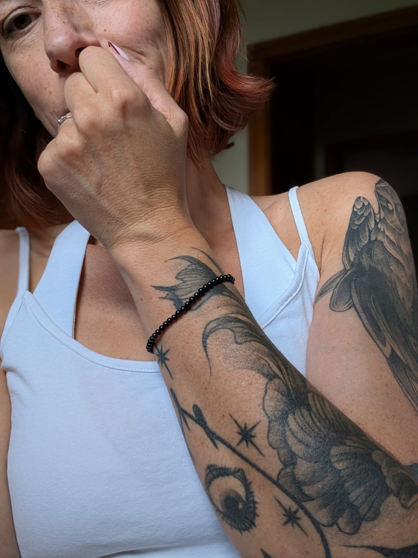 Bracelet 4 mm tourmaline noire 16-18 cm