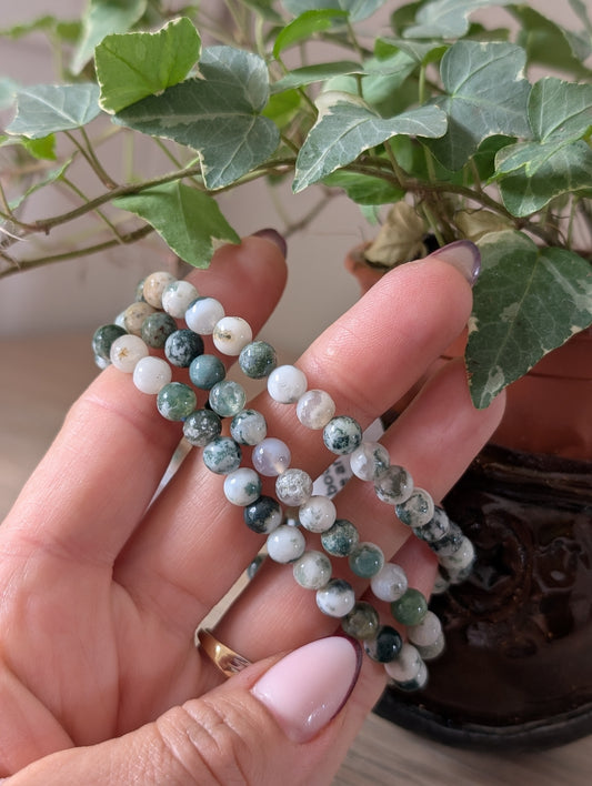 Bracelet agate arbre 6mm 16-18 cm