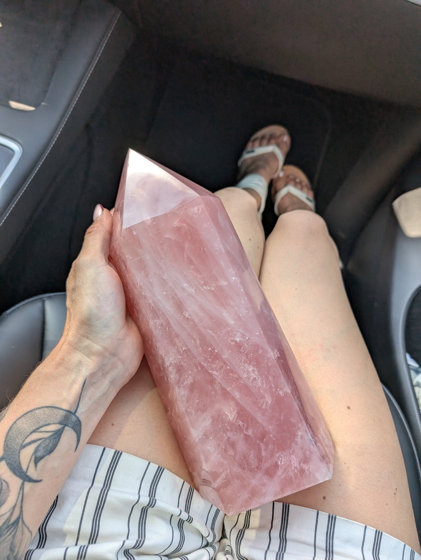 Pointe quartz rose à poser