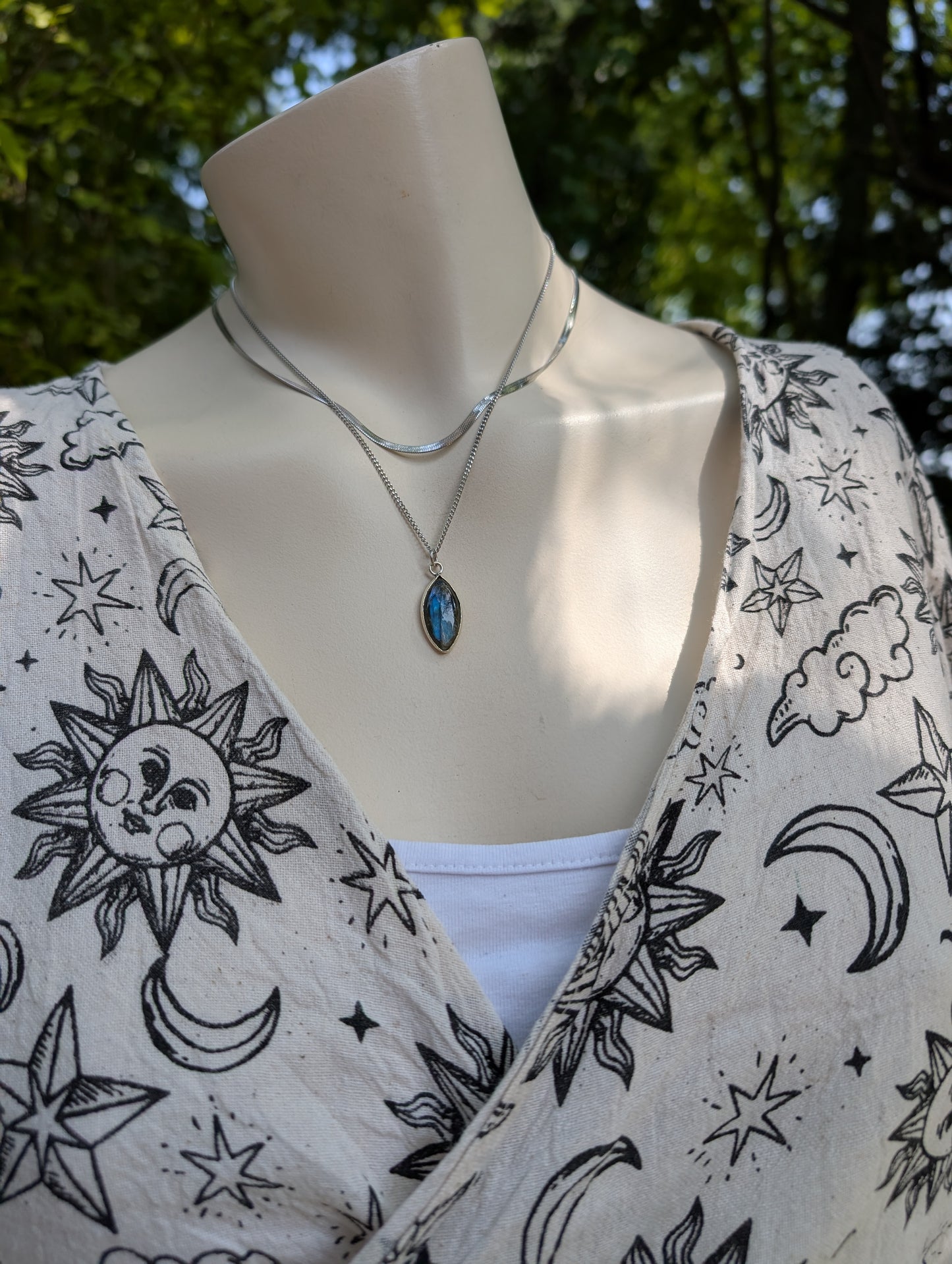 Collier double avec labradorite bleue