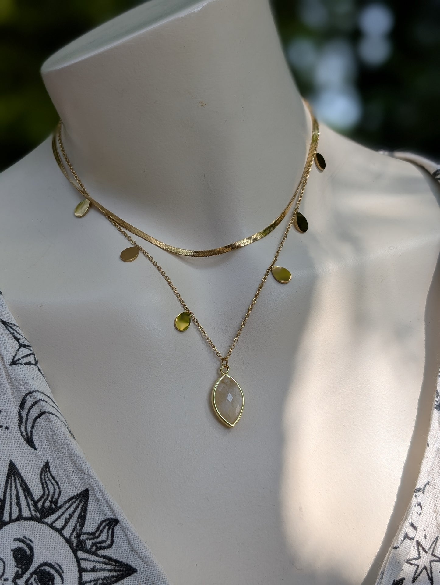 Collier double pierre de lune