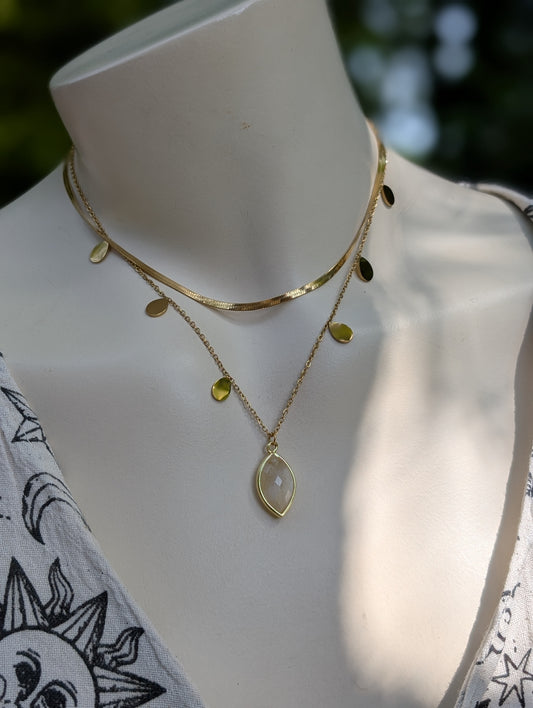 Collier double pierre de lune