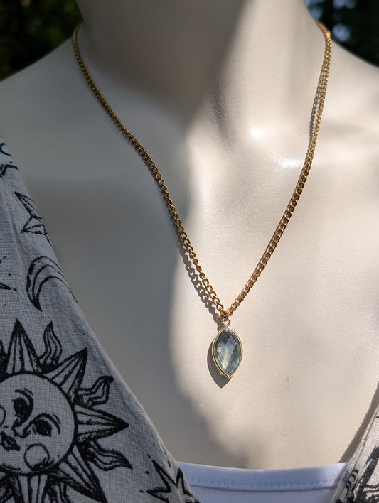 Collier double doré en fluorite