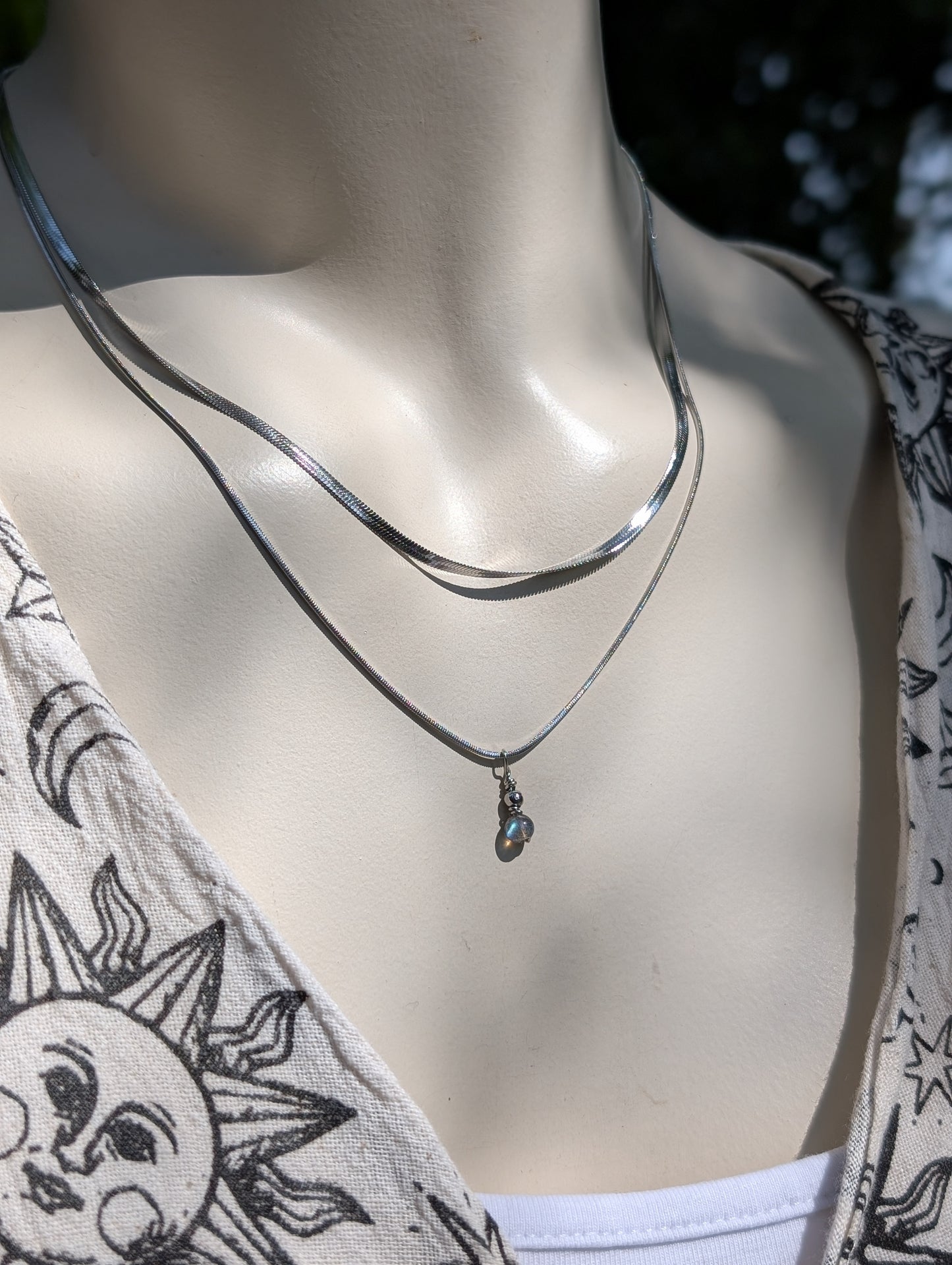 Collier double avec labradorite bleue
