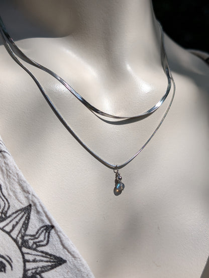 Collier double avec labradorite bleue