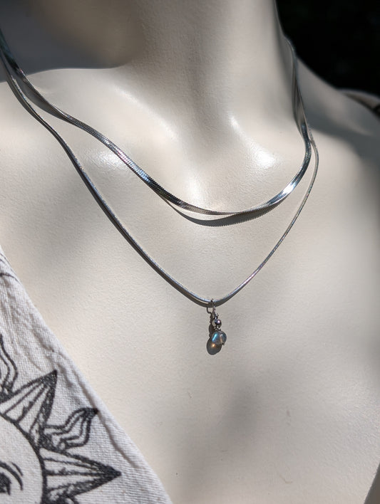Collier double avec labradorite bleue