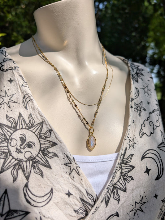 Collier double pierre de lune