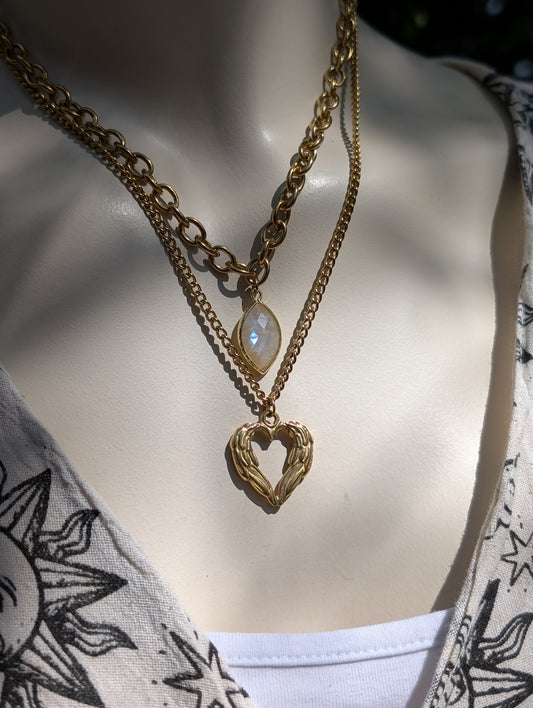 Collier double pierre de lune