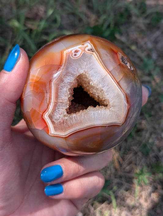 Sphère en agate et cornaline 8 cm