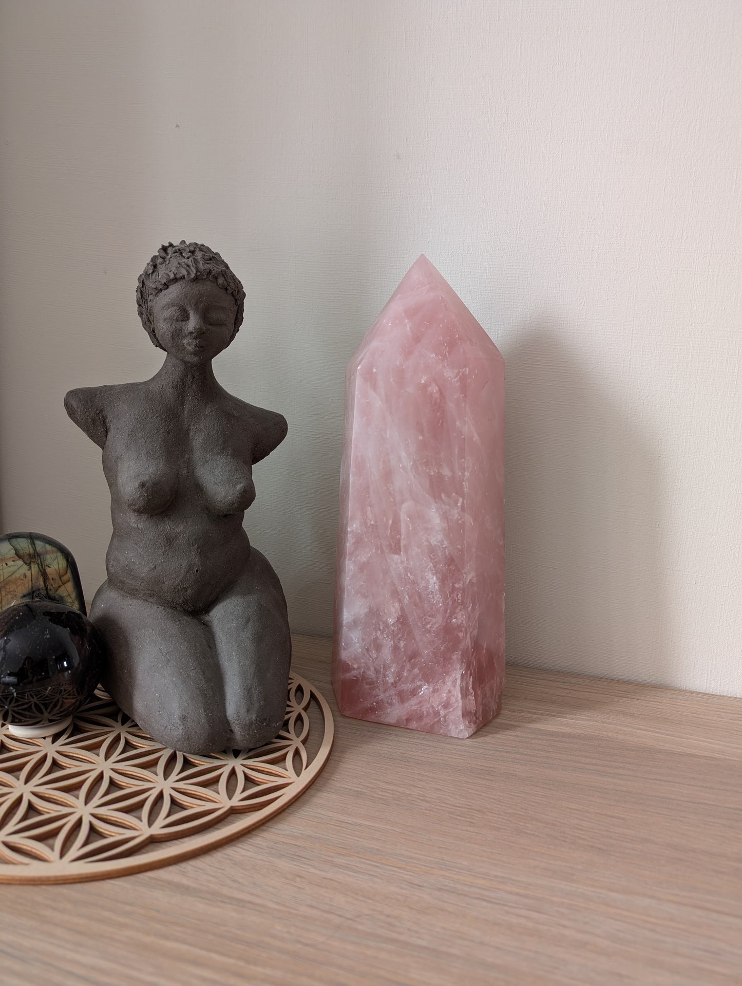 Pointe quartz rose à poser