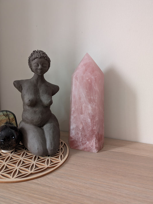 Pointe quartz rose à poser