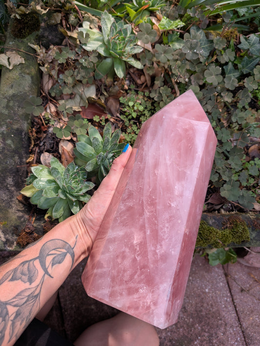 Pointe quartz rose à poser