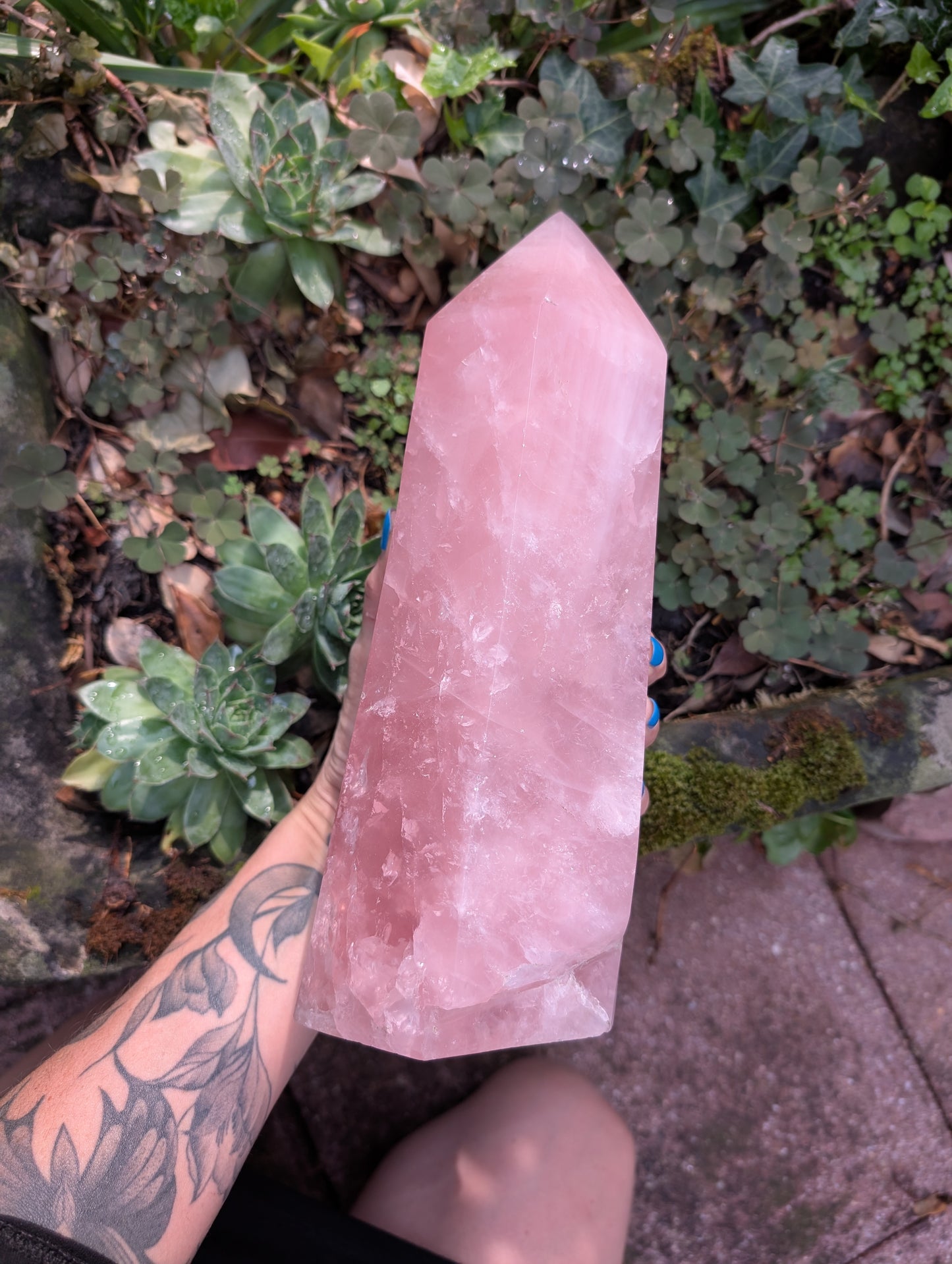 Pointe quartz rose à poser