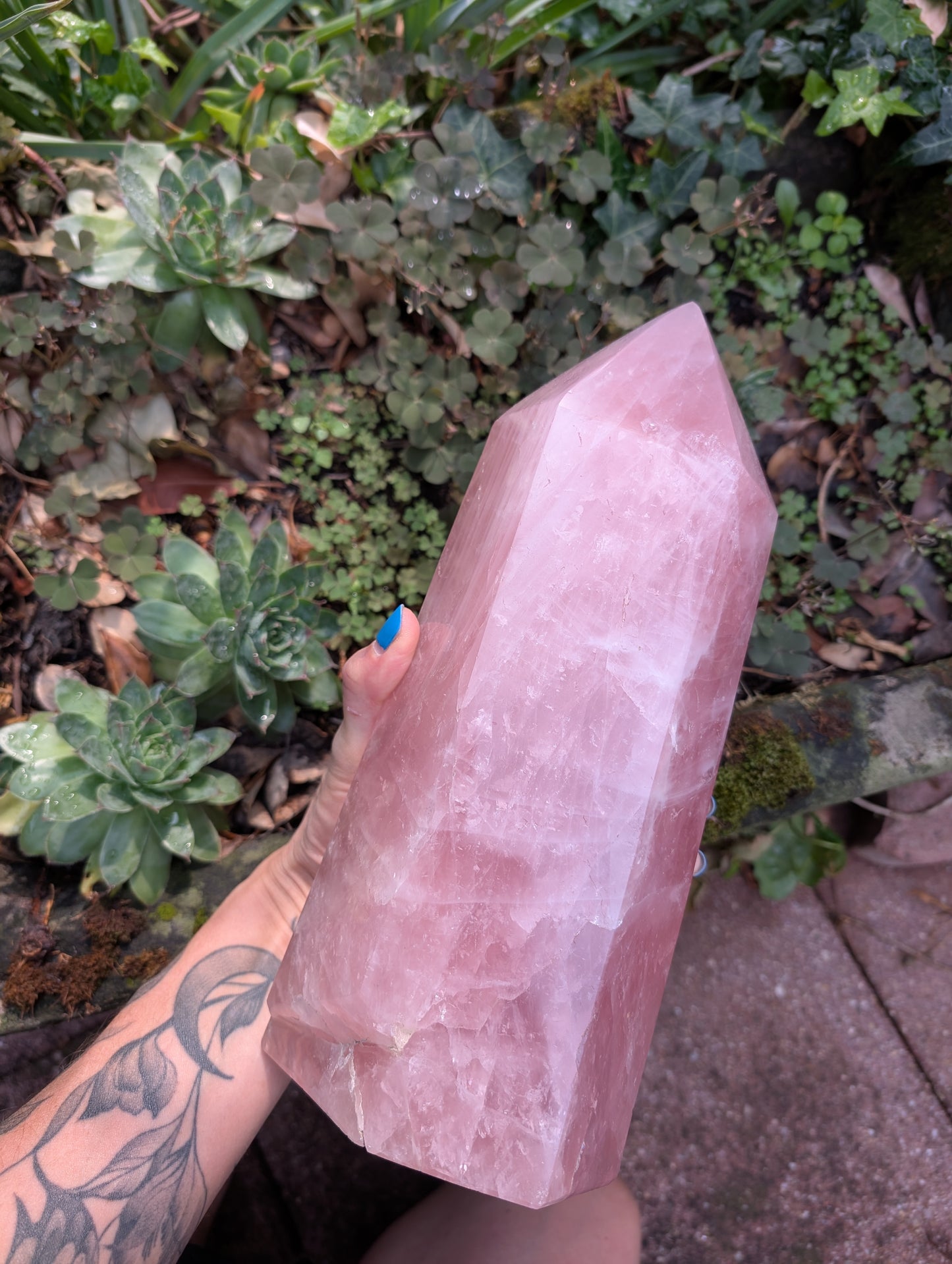 Pointe quartz rose à poser