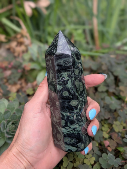 Pointe en jaspe kambaba ou crocodile