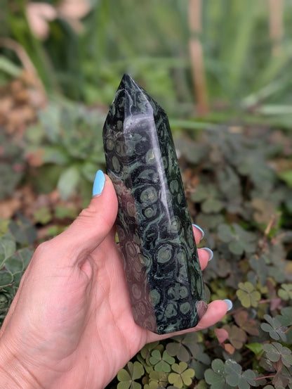 Pointe en jaspe kambaba ou crocodile