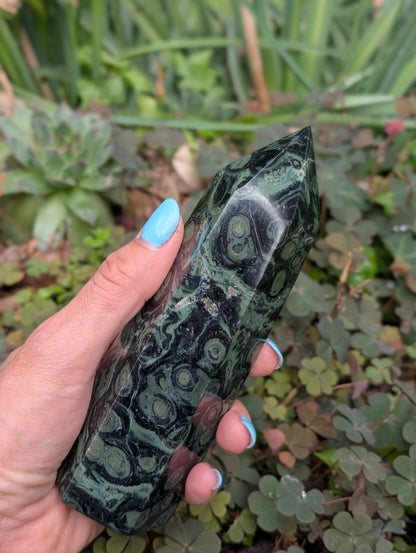 Pointe en jaspe kambaba ou crocodile