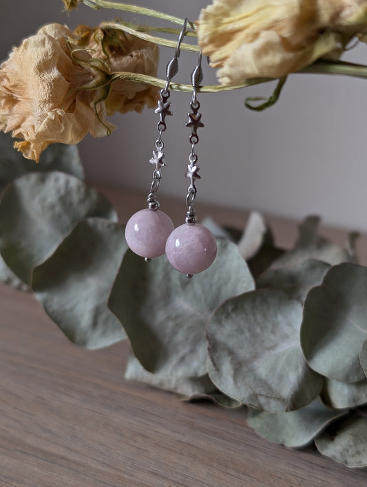 Boucles d'oreilles avec kunzite - pierres naturelles