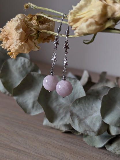 Boucles d'oreilles avec kunzite - pierres naturelles