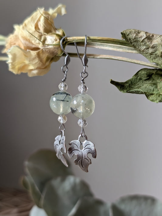 Boucles d'oreilles prehnite