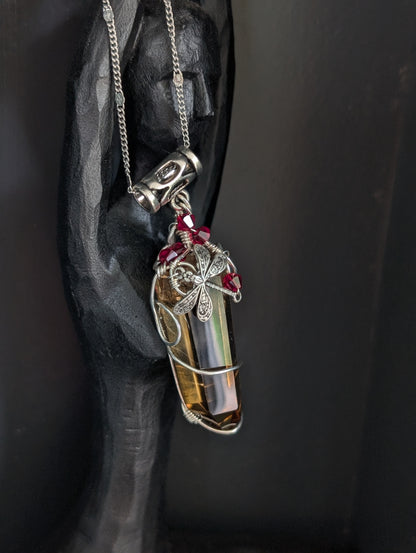 Collier wirewrap pointe de citrine avec fantôme authentique