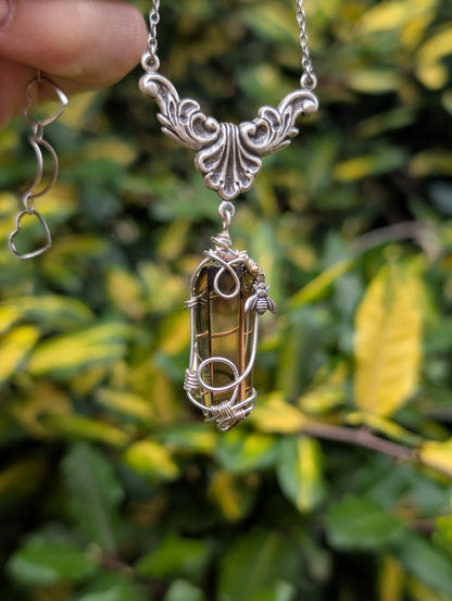Collier wirewrap pointe de citrine authentique
