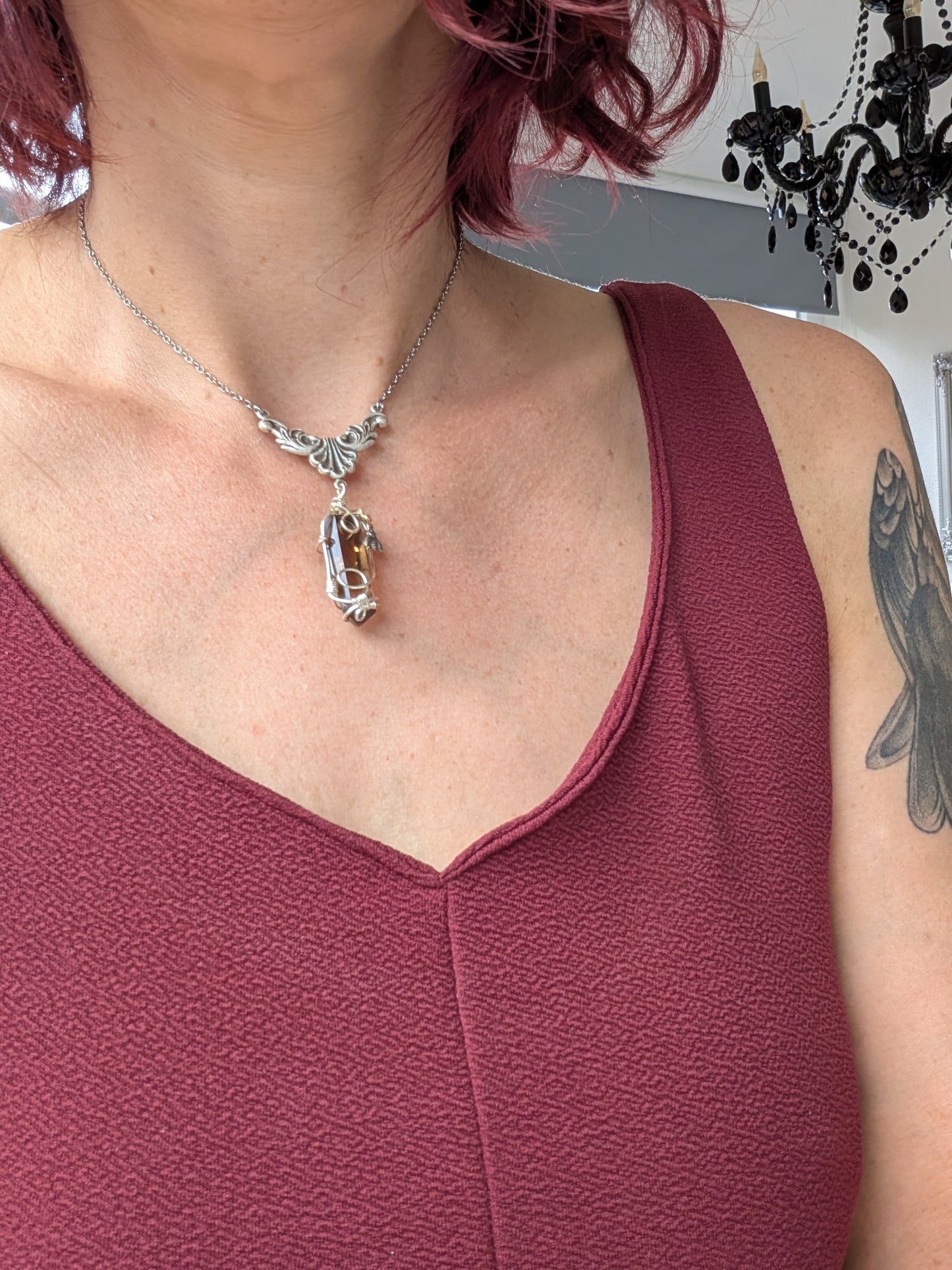 Collier wirewrap pointe de citrine authentique