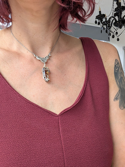 Collier wirewrap pointe de citrine authentique