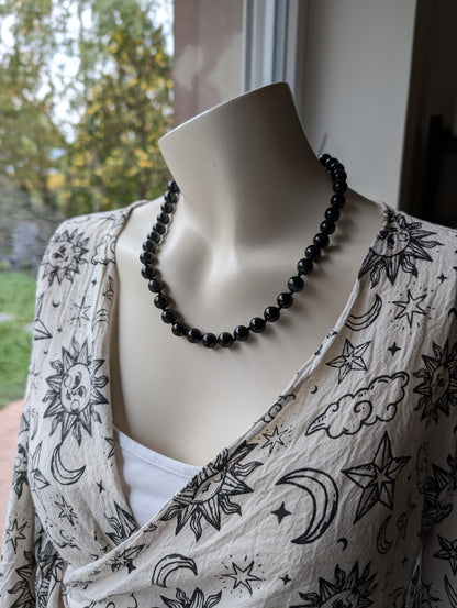 Collier obsidienne oeil céleste ou arc en ciel