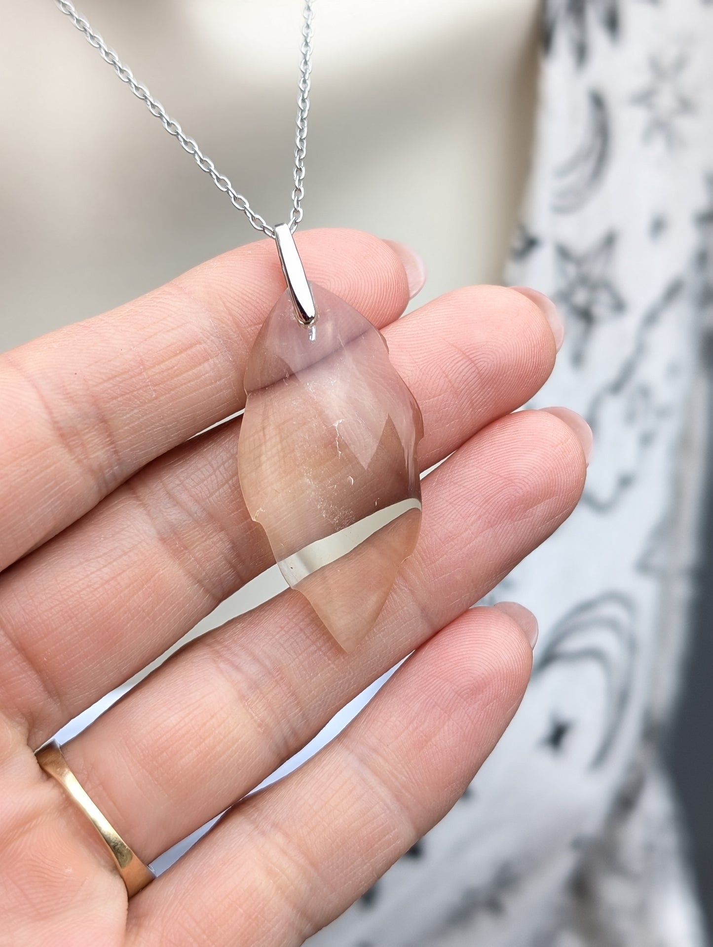 Pendentif feuille citrine véritable