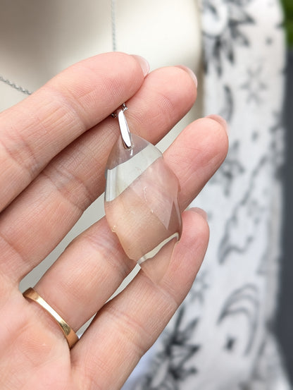 Pendentif feuille citrine véritable