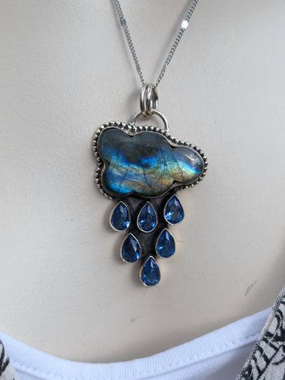 Collier nuage complet avec labradorite et chaîne