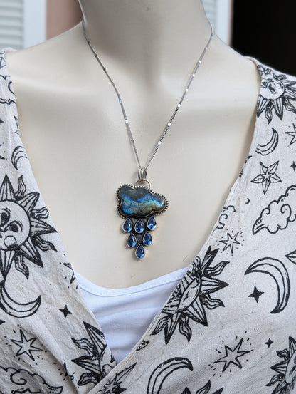 Collier nuage complet avec labradorite et chaîne