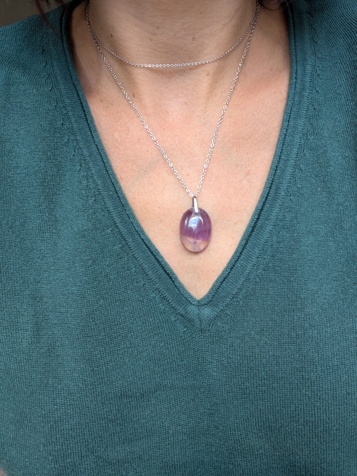 Collier avec amétrine et chaine acier inoxydable