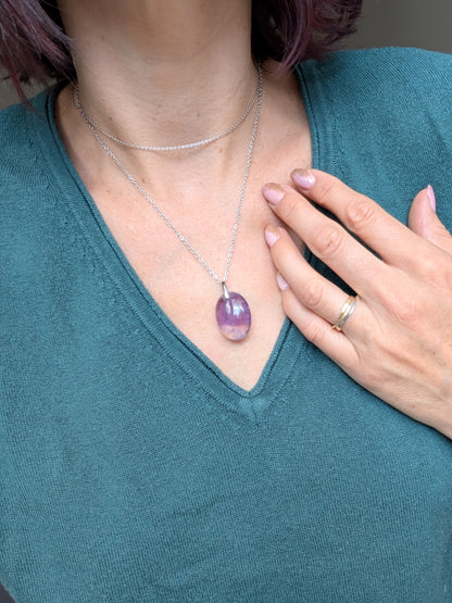 Collier avec amétrine et chaine acier inoxydable