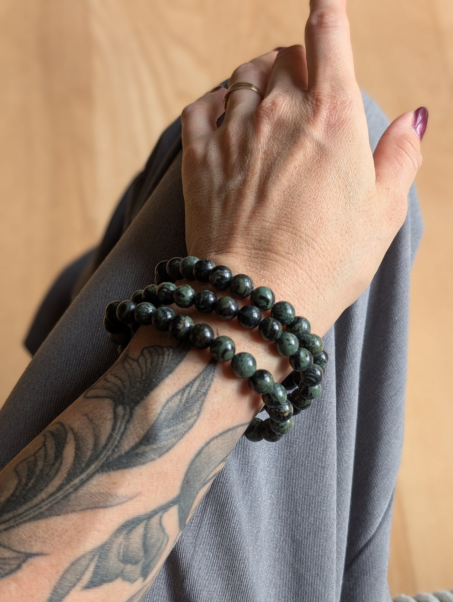 Bracelet en jaspe kambaba ou crocodile 16 cm