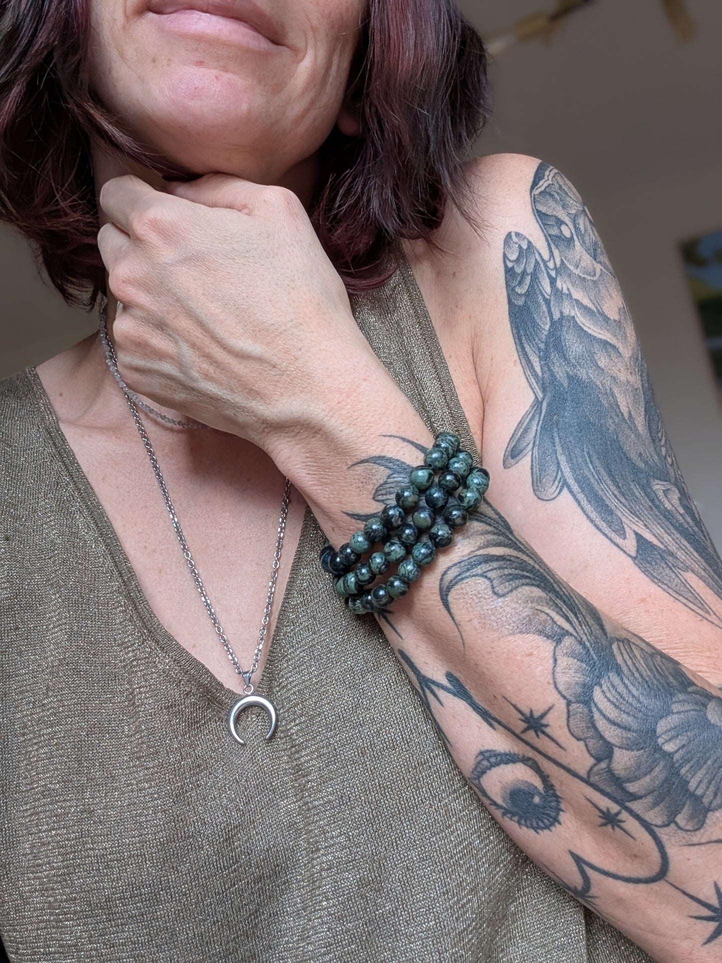 Bracelet en jaspe kambaba ou crocodile 16 cm