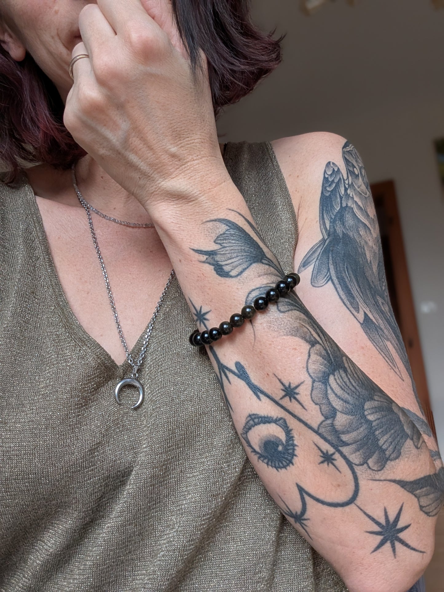 1 bracelet en obsidienne dorée 17 cm