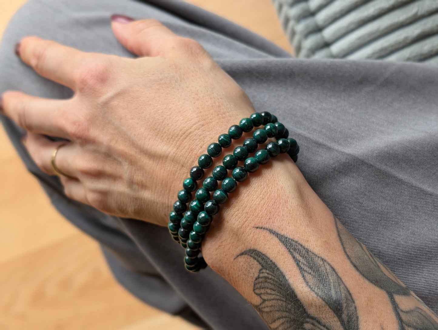 Bracelet en malachite 6mm 17 cm